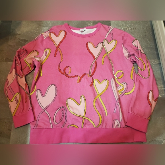 Escada Sport hearts printed sweater. 100% cotton. Rhinestones. Size L. - Picture 1 of 14